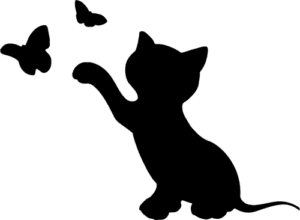 A stylized silhouette of a cat