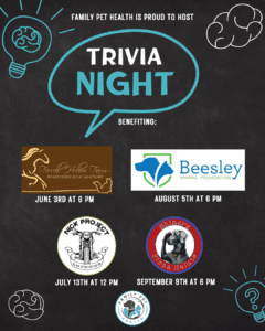 A colorful flyer promoting trivia night